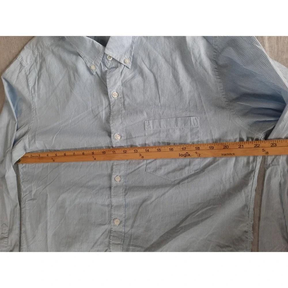 J.Crew Light Weight Shirt Mens Large Slim Fit Striped Blue Long Sleeve Cotton